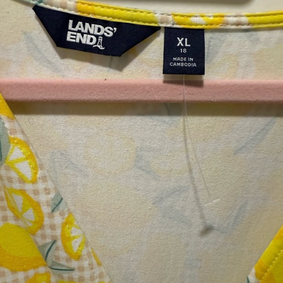EUC lands end faux Wrap Dress. Cute lemon design, perfect for spring/summer! XL - Picture 2 of 4